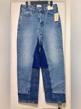 Universal Thread Two-Tone Blue Straight-Leg Jeans